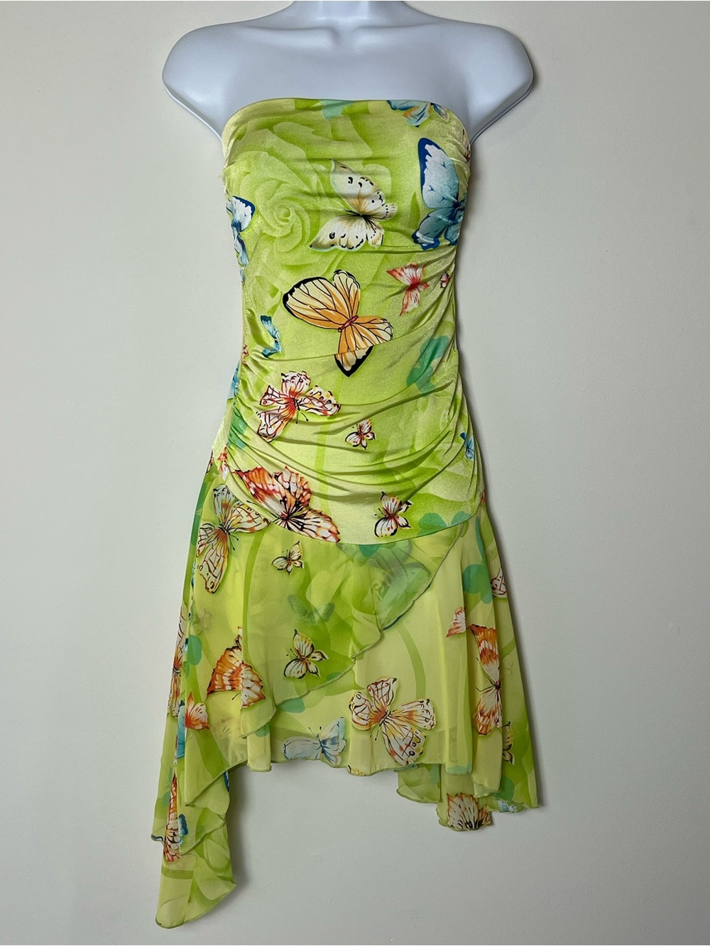 VTG Versace Jeans Couture Butterfly Rose Mesh Strapless Dress Ittierre S.P.A.